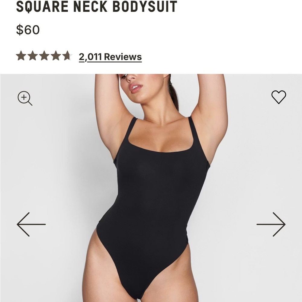 SKIMS Black Square Neck Bodysuit